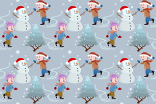 Boys Play Skate with Snowman Pattern