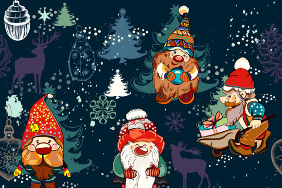 Charming Christmas Pattern with Dwarfs: A Festive Design for All Seasons