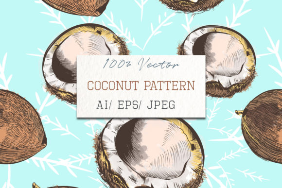 Coconut Vector Pattern on Blue