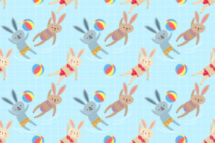 Cute Bunny in Swimming Pool Pattern