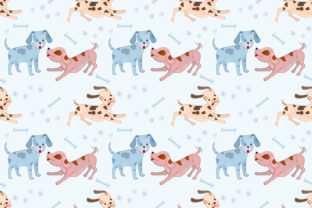 Cute Playing Dog Seamless Pattern