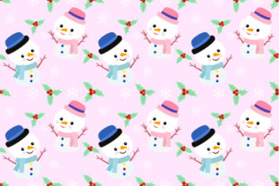 Cute Snowman on Pink Background Pattern