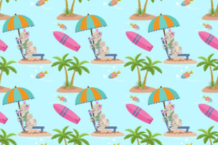 Cute Summer Cat on the Beach Pattern