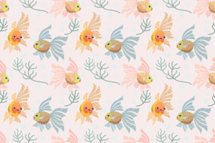 Decorative Gold Fish Seamless Pattern