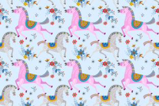 Horse in Flowers Garden Seamless Pattern