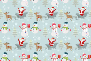 Santa Snowman and Deer Pattern